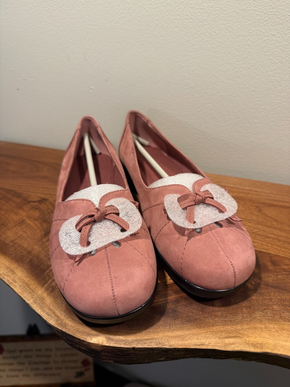 Pink Suede-like Loafers Flats Bow Detail SZ 6.5, cute for summer